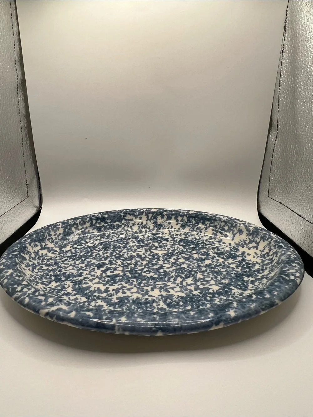 Blue Speckle Oval Serving Platter